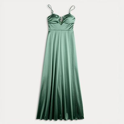 Juniors' Jump Apparel Cut Out Embellished A-Line Gown