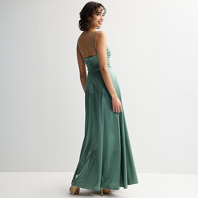 Juniors' Jump Apparel Cut Out Embellished A-Line Gown
