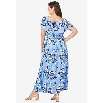 Jessica London Women's Plus Size Off-The-Shoulder Maxi Dress