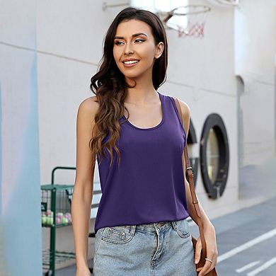 Womens Tank Tops Sleeveless Scoop Neck Loose Fit Summer Clothes