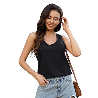 Womens Tank Tops Sleeveless Scoop Neck Loose Fit Summer Clothes