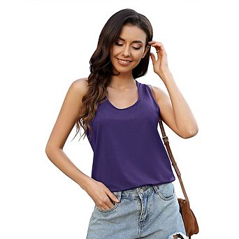 Womens Tank Tops Sleeveless Scoop Neck Loose Fit Summer Clothes