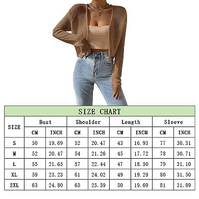 Cropped Cardigan Sweaters Open Front Long Sleeve Cardigans Lightweight Fall Bolero Shrugs