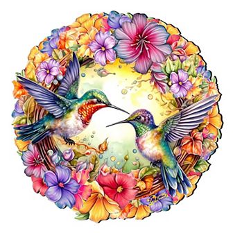 Hummingbirds Holiday 22-Inch Handcrafted Wooden Door Hanger & Wall Art by G. DeBrekht