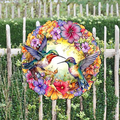 Hummingbirds Holiday 22-Inch Handcrafted Wooden Door Hanger & Wall Art ...