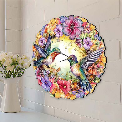 Hummingbirds Holiday 22-Inch Handcrafted Wooden Door Hanger & Wall Art ...