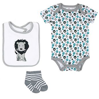 Baby Boys And Girls 3 pc Lion Bodysuit Boxed Clothing Gift Set