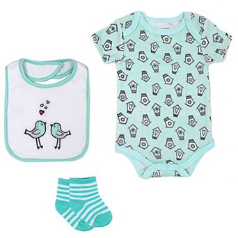 Baby Boys And Girls 3 pc Bird Bodysuit Boxed Clothing Gift Set