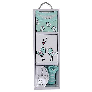 Baby Boys And Girls 3 Piece Bird Bodysuit Boxed Clothing Gift Set