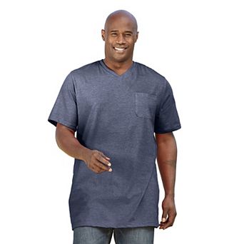 Kingsize Men's Big & Tall Shrink-less Lightweight V-neck Pocket T-shirt