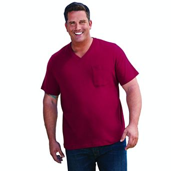 KingSize Men's Big & Tall Shrink-Less Lightweight V-Neck Pocket T-Shirt
