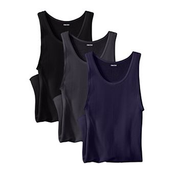 Kingsize Men's Big & Tall Ribbed Cotton Tank Undershirt 3-pack