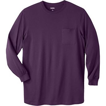 Kingsize Men's Big & Tall Shrink-less Lightweight Longer-length Long-sleeve Crewneck Pocket Tee