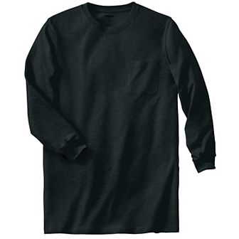 KingSize Men's Big & Tall Shrink-Less Lightweight Longer-Length Long-Sleeve Crewneck Pocket Tee