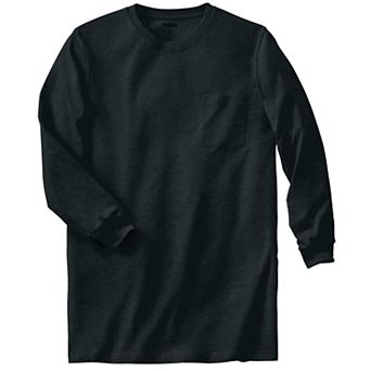 Kingsize Men's Big & Tall Shrink-less Lightweight Longer-length Long-sleeve Crewneck Pocket Tee