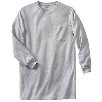 Kingsize Men's Big & Tall Shrink-less Lightweight Longer-length Long-sleeve Crewneck Pocket Tee