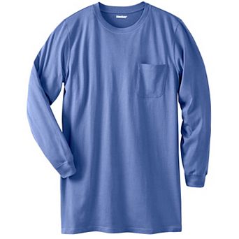 Kingsize Men's Big & Tall Shrink-less Lightweight Longer-length Long-sleeve Crewneck Pocket Tee