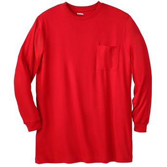 Kingsize Men's Big & Tall Shrink-less Lightweight Longer-length Long-sleeve Crewneck Pocket Tee