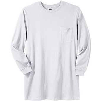 Kingsize Men's Big & Tall Shrink-less Lightweight Longer-length Long-sleeve Crewneck Pocket Tee