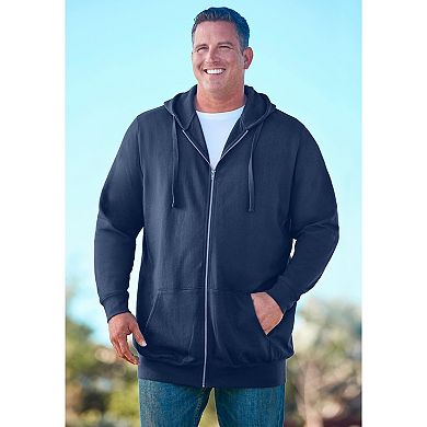 KingSize Men's Big & Tall Longer-Length Fleece Full Zip Hoodie