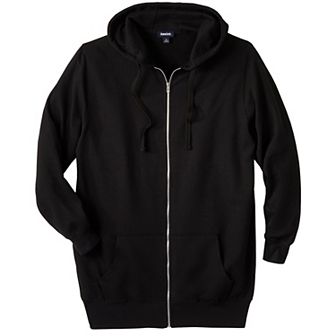 KingSize Men's Big & Tall Longer-Length Fleece Full Zip Hoodie