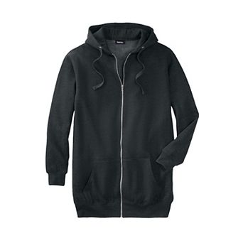 KingSize Men's Big & Tall Longer-Length Fleece Full Zip Hoodie