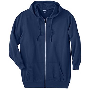 KingSize Men's Big & Tall Longer-Length Fleece Full Zip Hoodie