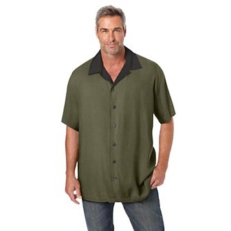 Kingsize Men's Big & Tall Colorblock Camp Shirt