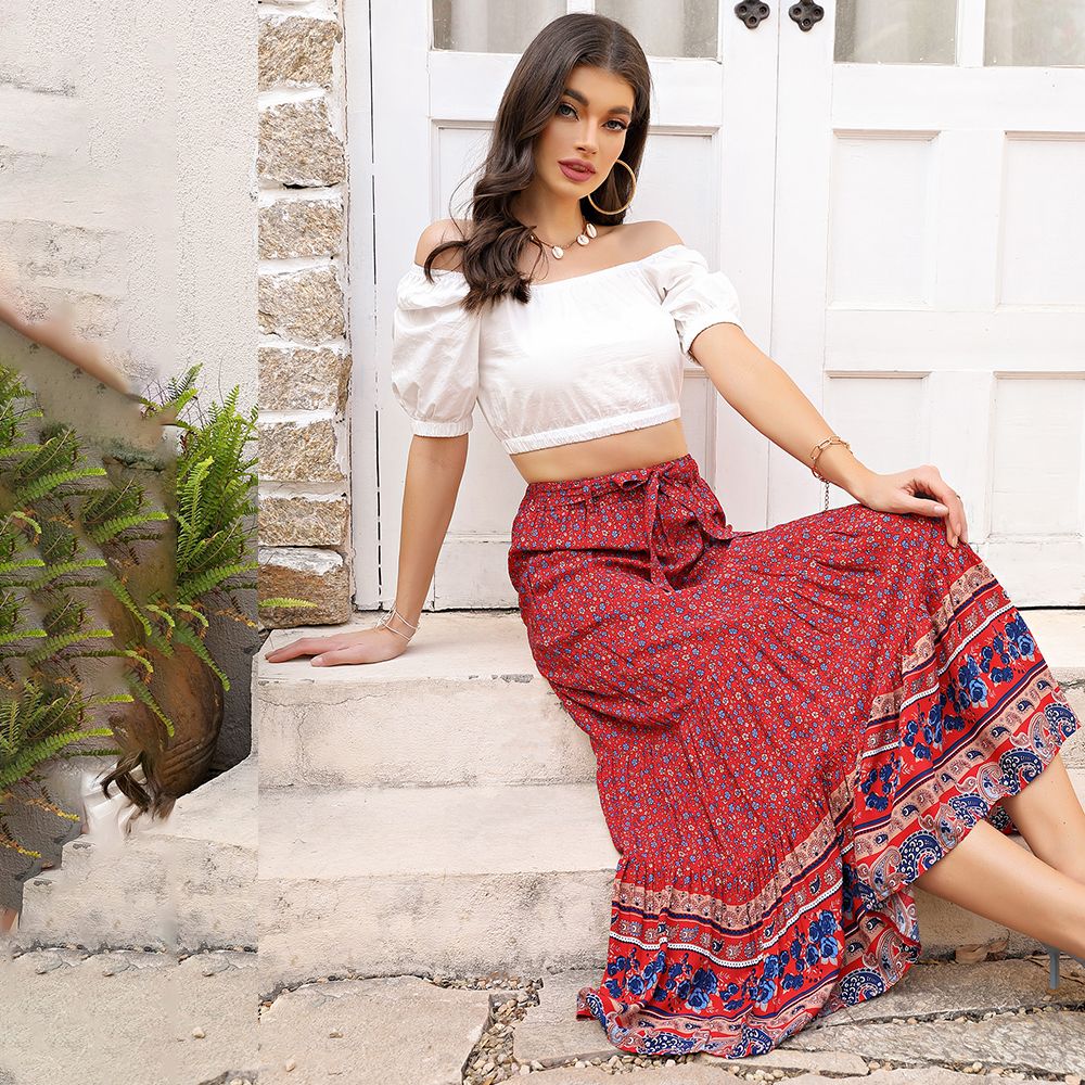 Boho Skirt ZQGJB Womens Cotton Linen Capri Pants Summer Elastic