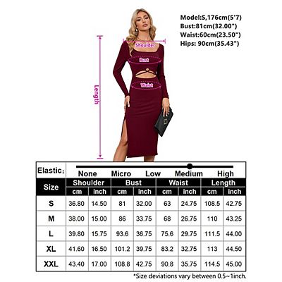 Women Long Sleeve Dress Knit Square Neck Slit Cutout Bodycon Fall Dresses