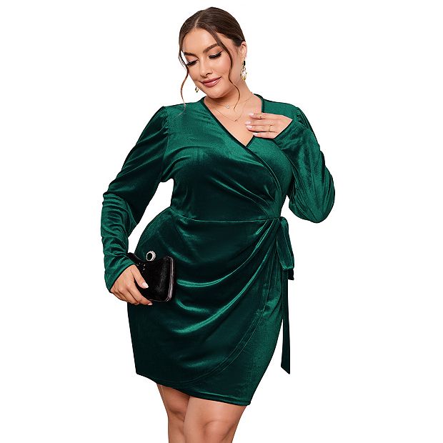 white christmas dresses Zapakasa Women Dark Green Velvet Long Formal Dress with Slit Halter Mermaid  Holiday Party Dress main image 0
