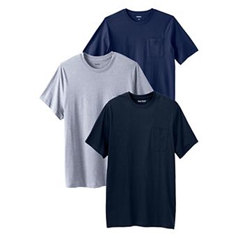 Kingsize Men's Big & Tall 3-pack Longer Length Pocket Crewneck