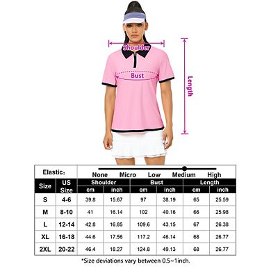 Womens Golf Polo Shirts Short Sleeve Zipper Athletic Tennis Shirt Moisture Wicking Sport Active Tops