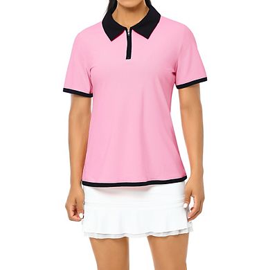Womens Golf Polo Shirts Short Sleeve Zipper Athletic Tennis Shirt Moisture Wicking Sport Active Tops