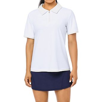 Womens Golf Polo Shirts Short Sleeve Zipper Athletic Tennis Shirt Moisture Wicking Sport Active Tops