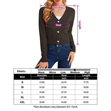 Women's Cropped Sweater Cardigan Long Sleeve V-neck Sweater Rib Open Front Shrugs