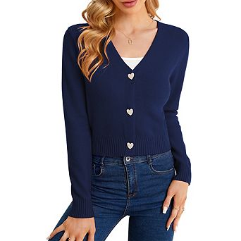Women's Cropped Sweater Cardigan Long Sleeve V-neck Sweater Rib Open Front Shrugs