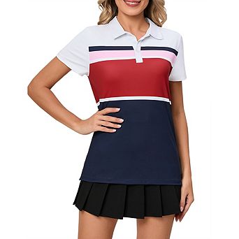 Womens Polo Shirts Short Sleeve Summer Printed Tops Lightweight Athletic Golf Tennis Shirts