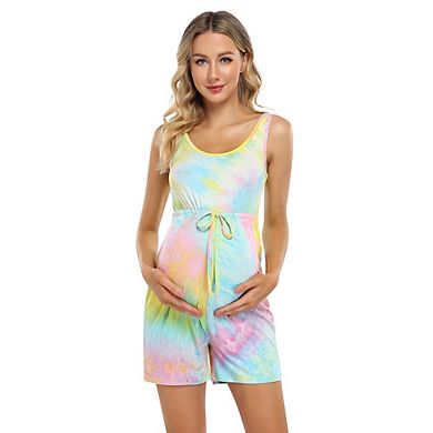 Women's Scoop Neck Sleeveless Tank Top Summer Short Jumpsuit