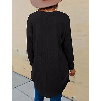 Womens Lightweight Cardigan Long Sleeve Open Front Summer Casual Drop Shoulder Knitted Cardigan