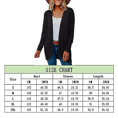 Womens Lightweight Cardigan Long Sleeve Open Front Summer Casual Drop Shoulder Knitted Cardigan