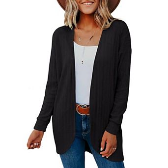 Womens Lightweight Cardigan Long Sleeve Open Front Summer Casual Drop Shoulder Knitted Cardigan
