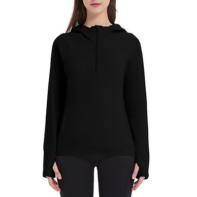Women s Pullover Hoodie With Thumb Holes Long Sleeve Solid Zipper Tops For Women With Pocket