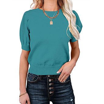 Womens Sweater Tops Crewneck Basic Knit Pullover Lightweight Solid Casual Sweaters Blouse