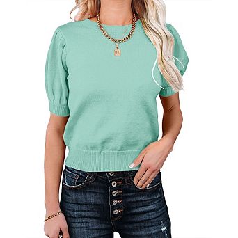 Womens Sweater Tops Crewneck Basic Knit Pullover Lightweight Solid Casual Sweaters Blouse