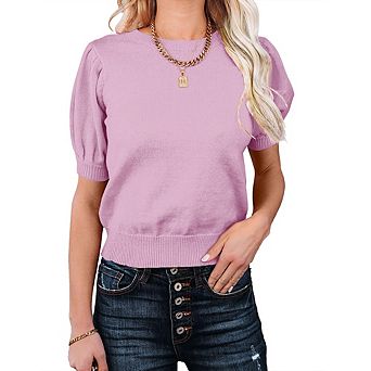 Womens Sweater Tops Crewneck Basic Knit Pullover Lightweight Solid Casual Sweaters Blouse