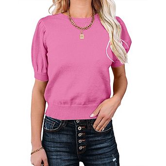 Womens Sweater Tops Crewneck Basic Knit Pullover Lightweight Solid Casual Sweaters Blouse