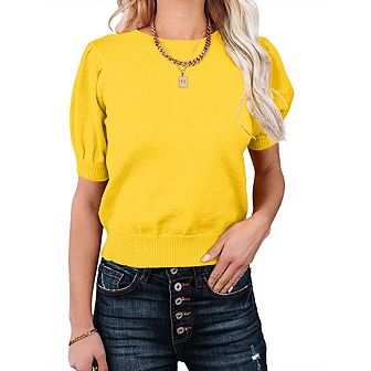 Womens Sweater Tops Crewneck Basic Knit Pullover Lightweight Solid Casual Sweaters Blouse