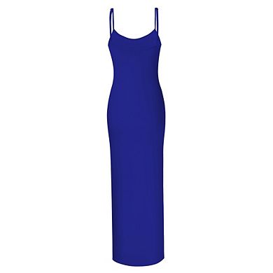 Women Sleeveless Adjustable Spaghetti Strap Cami Maxi Dress Summer Casual Slim Tunic Maxi Dress