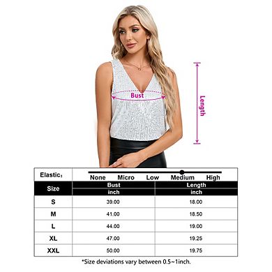 Women's Sparkly Sequin Sleeveless Tank Top Wrap Glitter Party Shirt